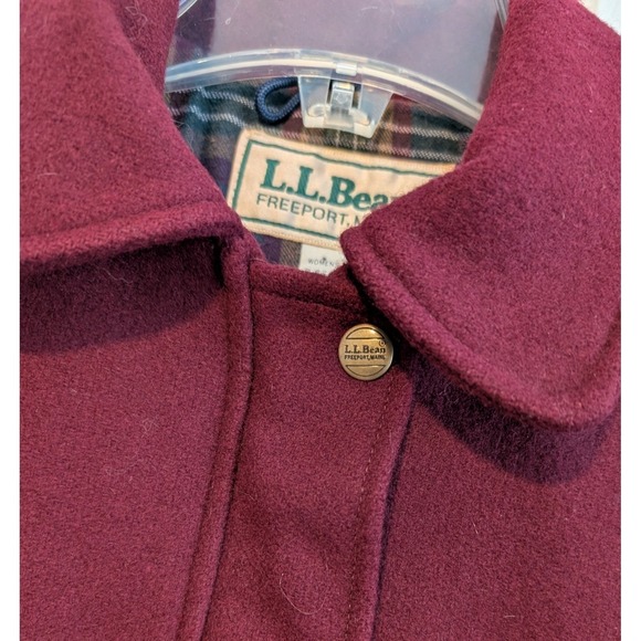 Vintage 80's LL Bean Women's S Wool Bomber Jacket Burgundy Lined BEAUTIFUL - Picture 5 of 9